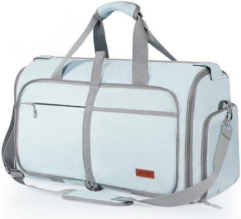 ‌Ytonet Foldable Garment Duffle Bags for Travel, Carry On Convertible Duffel Bag with Shoe Compartment & Water Resistant Fabric, 2-in-1 Hanging Suit Organizer, Mint Green