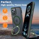Magnetic Case for iPhone 12 Pro Max, with Invisible Ring Stand, Military Drop Protection, Shockproof Anti-Fingerprint Matte Protective Cover for iPhone 12 Pro Max, Dark Green