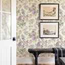 Floral Peel and Stick Wallpaper Pink Purple Lilac Flower Wallpaper Removable Contact Paper Self Adhesive Green Leaf Wall Paper for Bedroom Furniture Decor 17.3X120IN