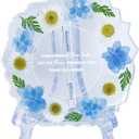 Thank You Gift Resin Floral Keepsake Plate Decor with Pressed Real Flowers (Blue & White) Teacher, Employee & Nurse Appreciation Keepsake
