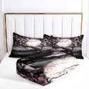 CCoutueChen Japanese Style Cherry Blossom Comforter Set King Pink Cherry Blossoms Bedding Black Floral Bedding Set 3Pcs Oriental Comforter Asian Art Decorative Bedding Comforter Set for All Season