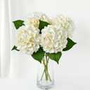 ZYTUYO 4PCS 19.6Inch Cream White Faux Hydrangea Artificial Flowers Silk Latex Realistic Full Large Hydrangeas Spring Long Stem Leaves Bouquet Plants for Tall Vase Table Garden Arrangements