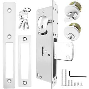Storefront Door Mortise Lock Swing Deadbolt, Commercial Door Locks with Double Cylinder Deadbolt, Door Lack Replacement Parts for Storefront Entry Doors (1-1/8inches Backset) 