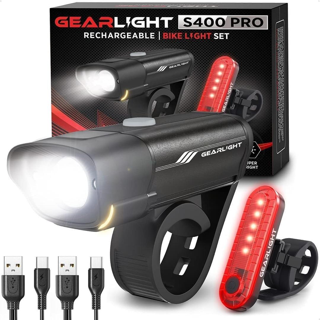 Bike Lights for Night Riding, USB Rechargeable Front and Back Lights, LED Bicycle Headlight and Tail Light Set, Water Resistant Bike Lights Rechargeable for Mountain Bikes, Kids Bike Light, MTB Light