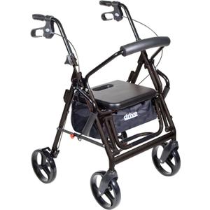 Drive Medical 795BK Duet Folding Transport Wheelchair and Rollator Walker, Black