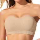 ProKloud Strapless Push Up Bras for Women Wireless Bandeau Bra Non-Slip Silicone Tube Top Padded Convertible Bralette (X-Large, Nude)