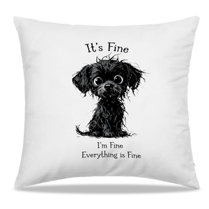 Dibor Funny Black Dog Throw Pillow Covers 18x18 in, It's Fine Everything is Fine Decorative Couch Cushion Covers, Dog Lovers Gifts for Women Men, Pillow Case for Home Living Room