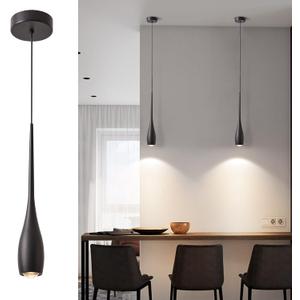 Black Pendant Light for Kitchen Island, LED Dimmable Pendant Light fixtures, Small Modern Industrial Hanging Pendant Light for Over Sink, Bar, Dining Room, Bedside1-Pack