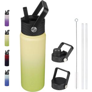 BJPKPK Insulated Water Bottles with Straw Lid, 22oz Cold & Hot Thermos, Stainless Steel Metal Water Bottle with 3 Lids, Reusable Thermos, Cups, Mugs for Daily Use-Avocado