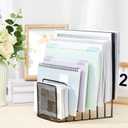Black Incline File Organizer for Desk with 7 Slot Metal Wire Mesh File Rack Sorter for Home School Office Letter Mail Paper Document Folder Desk Accessories