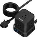 TOPREK Power Strip Surge Protector (700J), 10 FT Flat Extension Cord with 5 Outlets, 2 USB-C & 2 USB-A, Power Strip with USB for Home, Office, Dorm, Hotel, Travel, Compact Desk Charging Station