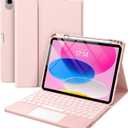 Compatible for iPad 11th 10th Generation Case with Keyboard, Folio Cover with Pencil Holder, Multi-Touch Trackpad, 7 Color Backlit, Detachable Keyboard for iPad (A16) 11th/10th Gen (Light Pink