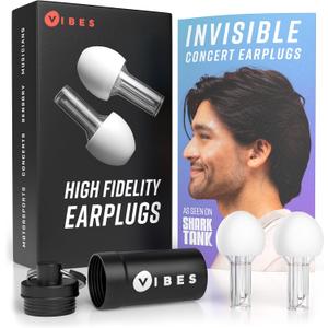 VIBES High Fidelity Concert Ear Plugs - Reusable Noise Reduction Earplugs for Loud Music, Musicians, Raves, Noise Sensitivity, Motorcycles, Airplanes, and Work - Clear