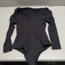 YMDUCH Women's Sexy Long Sleeve Off Shoulder Backless One Piece Bodysuit Top (Black) S