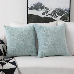 Home Brilliant Throw Pillow Covers for Couch Tweed Chenille Throw Pillow Covers 18x18 Sofa Bench Spring Decorations, 2 Packs, 18 x 18 inches, Greenish Teal