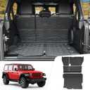 Cargo Liner with Seat Back Cover Fit for 2018-2025 Jeep Wrangler JL Unlimited 4 Door 4X4, Cargo Mat TPE Seat Back Protector for 2024 Jeep Wrangler JL/JLU Accessories(Cargo Mat+ Backrest Mats)