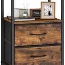 SONGMICS Nightstand, Bed Side Table, End Table with 2 Drawers | 1 Open Shelf, Industrial, Rustic Brown, BELLAH Collection ULGS052K101S