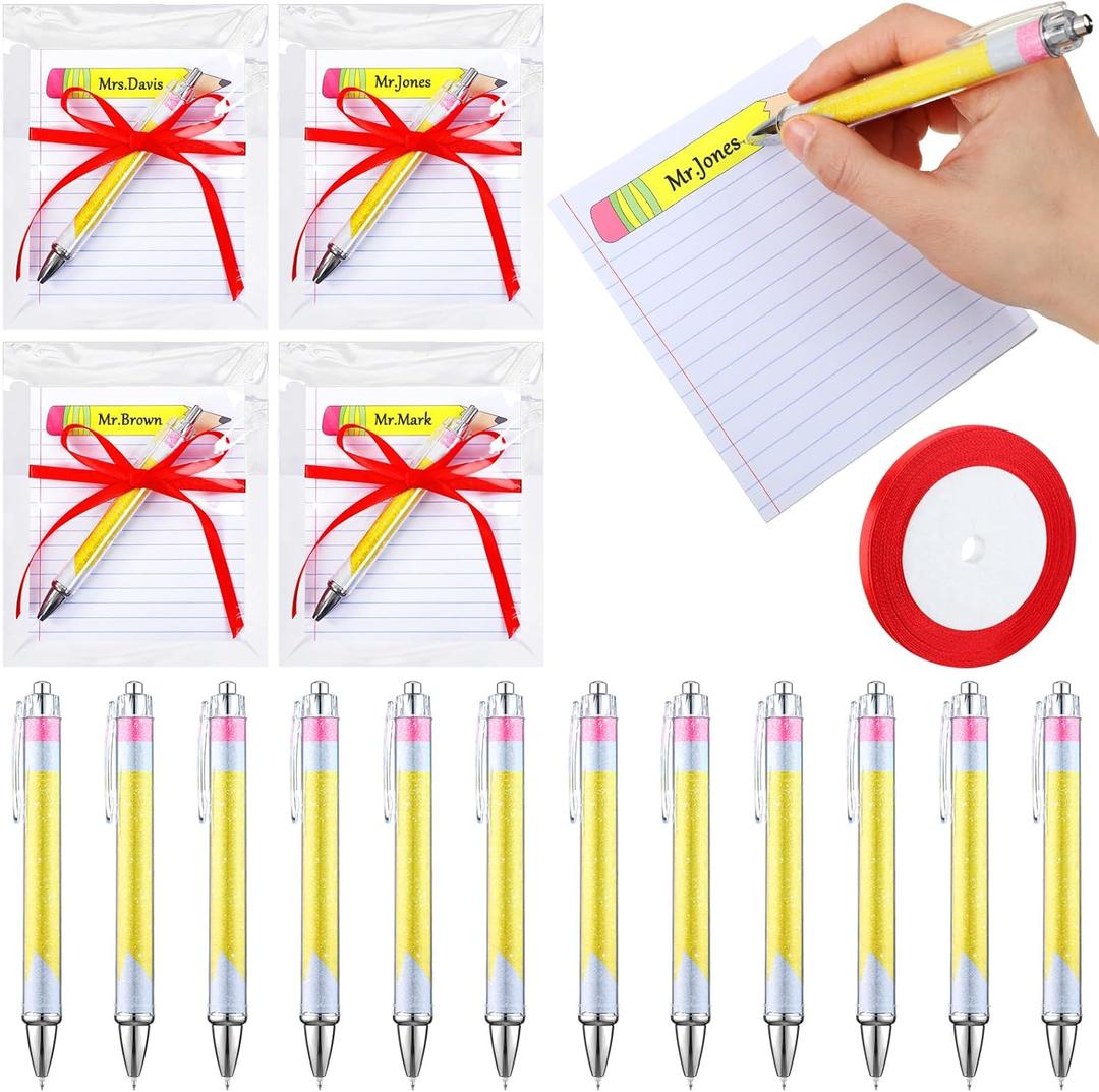Eersida 24 Pcs Teacher Appreciation Gifts Bulk Include Teacher Notepads with Pens Pencil Self Adhesive Notepads and Glitter Ballpoint Pens for Graduation Party Favors Teachers Gifts from Students 2026