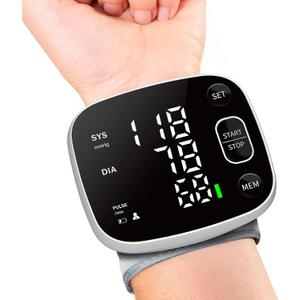 Blood Pressure Monitor Rechargeable Blood Pressure Monitors for Home Use Adjustable Automatic Wrist Cuff Voice Broadcast 2 * 120 Reading Memory for 2 Users with Carrying Case