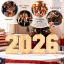 6 Packs 2026 Charcuterie Numbers Letter Board Bamboo Food Serving Trays Wooden Serving Platter for Fruit Vegetable Cupcake Cheese Plates with 2 Sauce Dishes for New Year, Graduation Party Tabletop