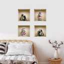 THE NISHA 4 PC Pack Art Magic Pictures Peel and Stick 3D Vinyl Removable Wall Sticker Decals DIY Sticky Backsplash (Lighting Spots), Yoga and Painted Vases 470