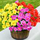 Artificial Fake Camellia Flowers Plants for Outdoor Outside, Faux Silk Mixed UV Resistant Look Real Flowers for Planter Front Door Porch Patio Balcony, 3 Bundles