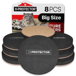 Felt Furniture Sliders Hardwood Floors X-PROTECTOR  8 PCS 4 3/4 inch Furniture Sliders  Heavy Duty Felt Sliders Hard Surfaces  Move Your Furniture Easily & Safely!