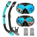 2 Pack Snorkeling Gear for Adults, Dry Snorkel, Mask Set Adult, Diving Scuba Mask, Scuba Gear, Swimming Goggles with Nose Cover, Swim Freediving Tempered Glass Panoramic View Travel Packages