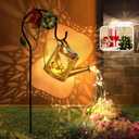Solar Lights Outdoor Garden Decor Solar Watering Can with Crackle Glass Lights Waterproof Metal Hanging Fairy Lantern for Patio Lawn Yard Outside Decorations- Unique Gift Ideas for Gardening