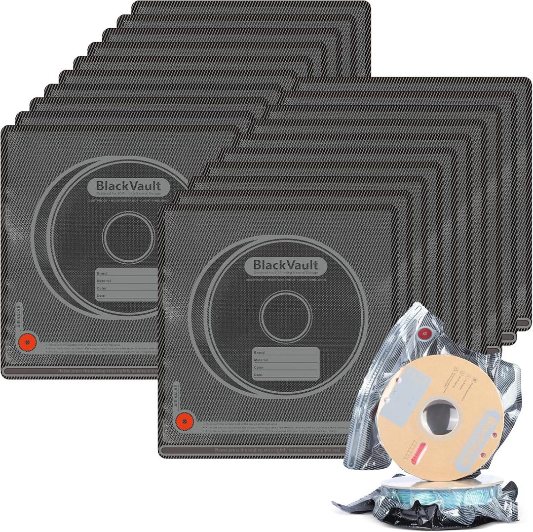 Vacbird 20 Pack 3D Filament Storage Bags, Vacuum Sealed & Light-Proof Reusable Bags for 1.75mm 2.85mm 3D Printer Filament (12.6x13.4 Inch) - Pump Not Included