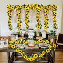 Uieke 3 Pack Artificial Sunflower Garland, 7.5ft/Strand Silk Sunflowers Hanging Vines Flowers with Green Leaves for Room Kitchen Garden Birthday Wedding Baby Shower Party Table Decor Large