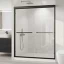 Shower Doors, 5660'' W x 72'' H Sliding Glass Shower Door, Matte Black Aluminum Frame, 1/4'' (6mm) High-Strength Tempered Glass, for Walk-in Showers