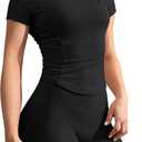 GYM RAINBOW Short Sleeve Workout Tops for Women, Cropped Workout Shirts Slim Fit Crew Neck Athletic Gym Running T Shirts (S)