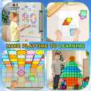 Magnetic Tiles 120PCS Kids Games Toy Building Blocks STEM Classroom Educational Learning Sensory Montessori Magnet Toys for Toddler Boys Girls 3+ Year Old with 2 Cars