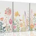 ZQARTZZQ Framed Colorful Wildflower Canvas Wall Art, Floral Wall Art, Watercolor Flower Wall Decor Flowers Pictures Prints Floral Painting Set of 3 for Living Room Girls Bedroom Bathroom 12x16in