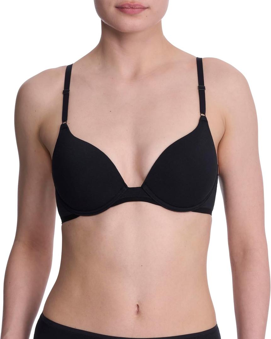Natori Women's Bliss Cotton Convertible T-Shirt Bra ((36) 36DD, Black)