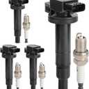 UF316 Ignition Coil Pack & 7090 Double Iridium Spark Plugs - Compatible with Toyota Prius, Prius C, Yaris, Echo, Scion xA, xB - Set of 4
