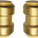 HQMPC 1" Pex fitting Straight Coupling Push Fit PEX Fittings, Push-to-Connect Copper, CPVC, No Pb Brass Plumbing Fittings (2, 1 Inch(1"))