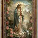 FGQ Vintage Gold Framed Blessed Mother Art Canvas Wall Art Virgin Mary Among Roses Painting Artwork Catholic Prints Our Lady of Guadalupe Portrait Poster Christian Gifts Religious Picture 16x24inch