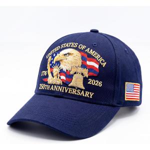 Unittype 250th Anniversary Hat Adjustable United States Patriotic Hat USA Retro Embroidered American Baseball Cap (Blue)