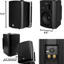 OSD Audio 6.5" Outdoor Patio Speaker Pair 150W, 3-Way, IP54 Weather Resistant, Black AP640