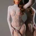 Avidlove Sexy Rave Bodysuit for Women Fishnet Bodysuit for Party Club Lace Leopard Jumpsuit Mesh Rave Outfits