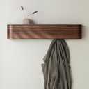 Kazai. Wall-Mounted Coat Rack 'Toke' - Modern Design Coat Rack with Hidden Wall Hooks - Solid Wood Veneer Panel Coat Hanger - Walnut