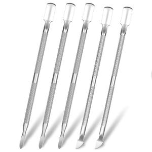 Lnngub 4 Pcs Dual Head Cuticle Pushers,Metal Cuticle Pusher and Scraper Stainless Steel Nail Scraper Nail Cleaner Tool Care Tool for Professional Salon & Home Manicure
