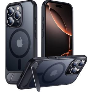 Temdan Magnetic Compatible with iPhone 16 Pro Max Case, [Built-in Invisible Kickstand][Compatible with MagSafe] [Military Grade Shockproof] Slim Translucent Matte Phone Case for iPhone 16 Pro Max 6.9" (Black)