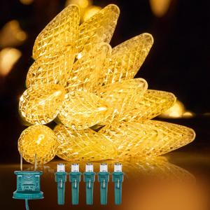 C9 LED Christmas Lights Outdoor, 97ft 150 LED Waterproof Strawberry Christmas Decorations String Lights, Plug in Vintage Christmas Tree Lights for Outside, Roof, Patio, Wedding, Party, Warm White