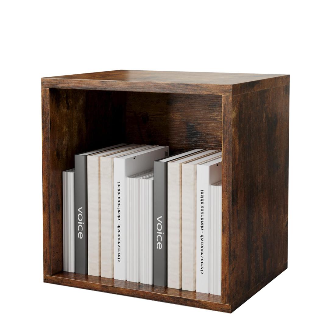 FUSUNBAO Magic DIY Cube Storage Organizer Stackable Cubes for Home Books Clothes Toy-Modular Cubby Storage System-Office Cubical-Bookcase Closet (Antique Brown, General Cube)