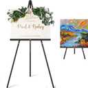 Wooden Easel Stand for Sign,63" Portable Painting Easel, Adjustable Poster Stand with Tripod Easel for Painting, Wedding Sign, Drawing, Canvas, Display Show (Black)