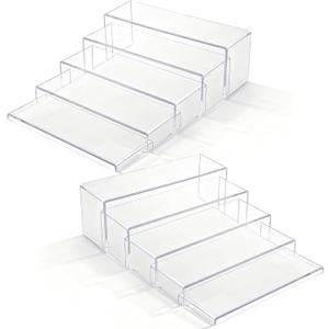 Aminigram Large Acrylic Display Risers, 2 Set - 10 Pack Collectibles Display Shelf, Acrylic Risers Display Stands for Show Figures, Cupcake, Perfume, Jewelry, Toys(12.4L~12L~11.6L~11.2L~10.8L)