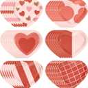 Valentine's Day Paper Plates Set 60 Count, Heart Shaped 9'' Disposable Plates, Valentines Party Galentine's Day Table Decorations Supplies